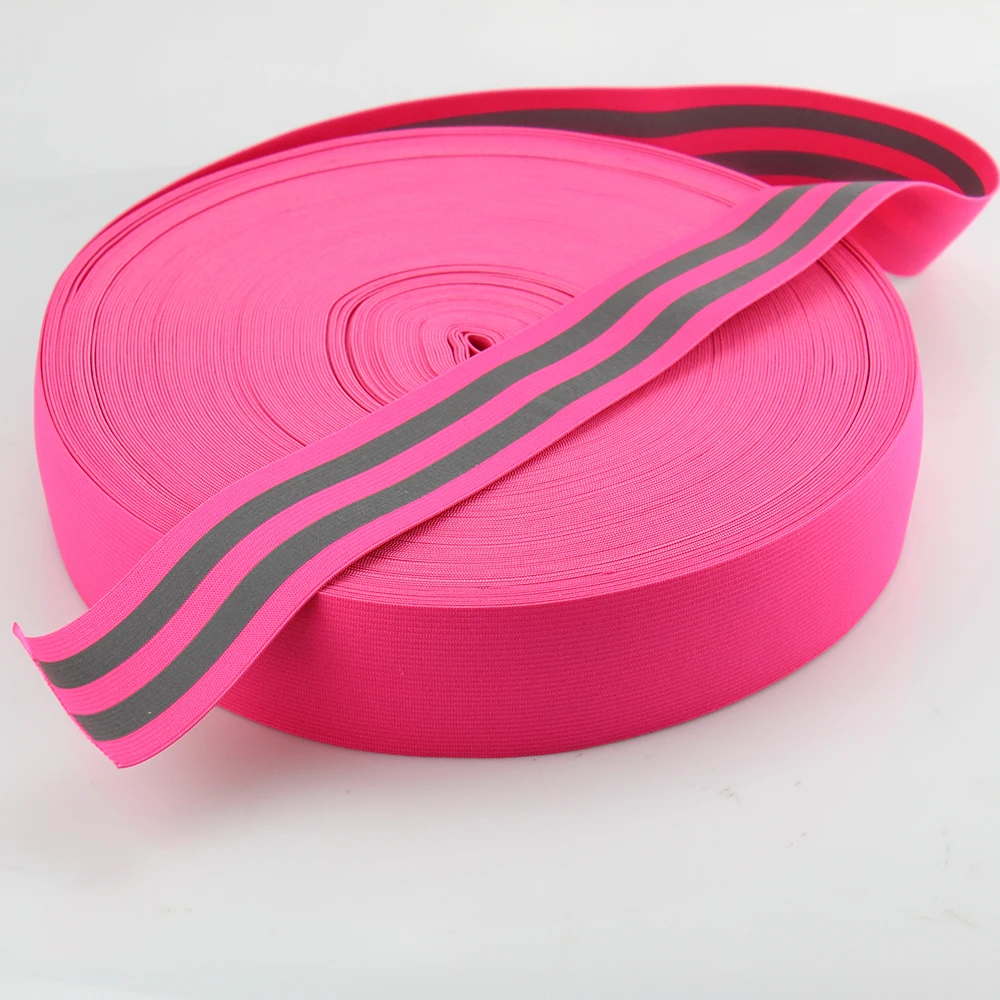 Silver Reflective Elastic Tape Band Cord Belt Fabric Safety Warning Tape 50mm x Double 10mm x