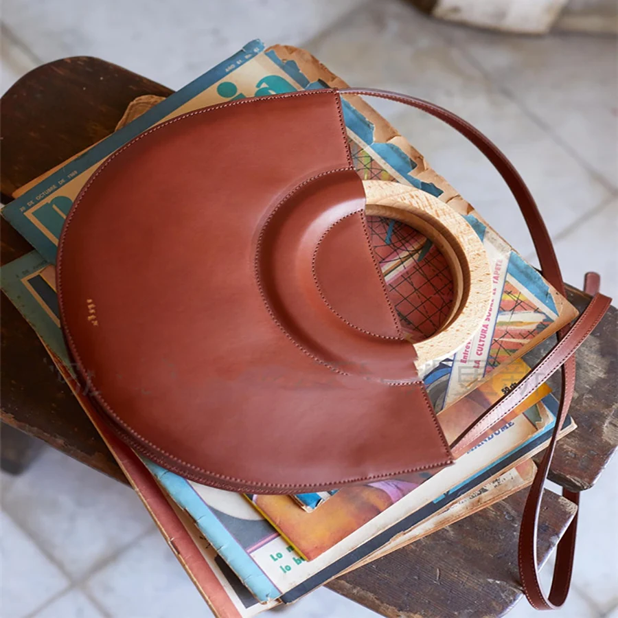  Wooden Handle Halfmoon Women Handbags Casual Crossbody Bags For Women Large Capacity Shoulder Bag L - 33034517693