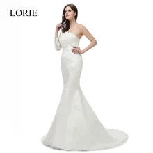 Full Sexy Mermaid Wedding Dress Real Photo 2016 Vestido De Noiva One Shoulder Long Sleeve Elegant Women Lace Bridal Gowns Custom