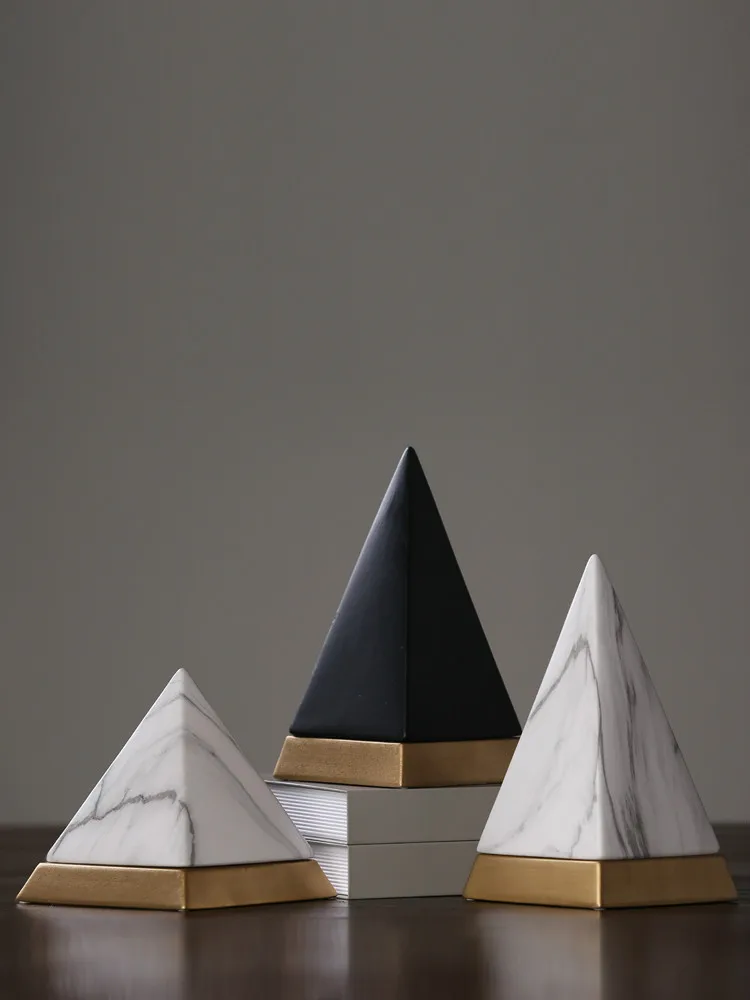

New Nordic Style Pyramid Ceramic Ornament For Living Room Dining Table Office Home Decoration Housewarming Gift