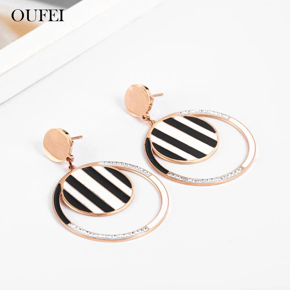 

OUFEI Stainless Steel Jewelry Woman Vogue 2019 Rose Gold Charm Drop Earrings For Women Bohemian Jewelry Accessories