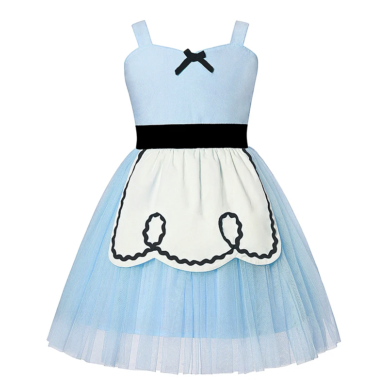 Для маленьких девочек платье Алисы Малыша Мультфильм Алиса в стране чудес костюм Детская летняя одежда Дети День рождения Необычные платья принцесс