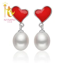 [Нимфа] жемчужные серьги ювелирные украшения 925 пробы-серебро-гарнитур ювелирных украшений из природного пресноводного жемчуга изысканные ювелирные изделия из жемчуга для женщин E127