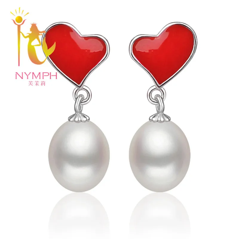 

[NYMPH]Pearl Earrings Pearl jewelry 925 Sterling-Silver-Jewelry natural freshwater pearl earrings fine jewelry women E127