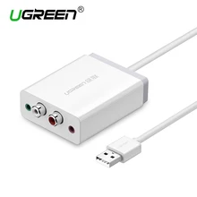 Ugreen 2 RCA USB Sound Card Audio Interface 3 5mm USB Adapter to Speaker Microphone for