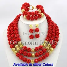 Charming Red African Beads Jewelry Set Crystal Bridal Jewelry Sets Nigerian Style Free Shipping GS373