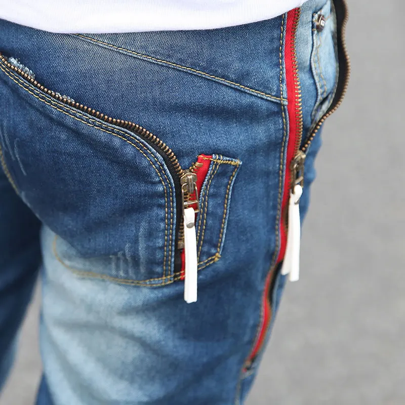 Batmo 2019 autunm male Zipper pockets blue jeans men's clothing trend slim small trousers male casual pencil pants
