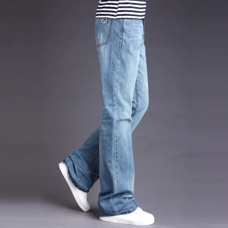Для Мужчин's Бизнес повседневные ботинки вырезать джинсы середине талии вспышек полу-брюки клеш брюки