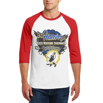 

2019 New Brand Design Men T-Shirt 3/4 Raglan Sleeve Cotton Fashion Mens T Shirts Wrestling Match Printed Tee Shirts Hipster Tops