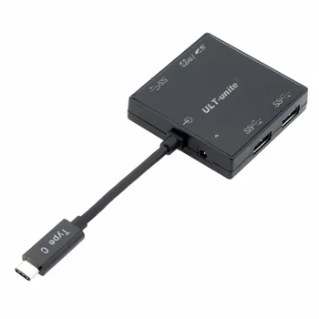 

USB-C Hub & Card Reader Combo, USB 3.0 Type C 3-Port OTG Hub with 2-Slot SD/TF Memory Card Reader for Macbook Chromebook