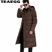 TEAEGG длинное зимнее пальто утка Для мужчин Куртка–пуховик на 90% белом утином пуху Для мужчин теплые парки Pluma Hombre Invierno Для мужчин s куртки OutwearAL133