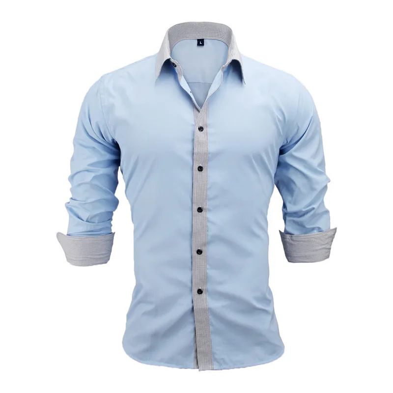 VISADA JAUNA,, мужская рубашка, Мужская одежда, подходит для хлопка, одноцветная Модная рубашка с длинным рукавом, для мужчин, США, 2XL, Camisa Masculin, N5021