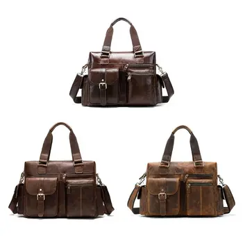 

Men's Genuine Leather Briefcase Messenger Laptop Shoulder Bags Large Travel Duffle Bags