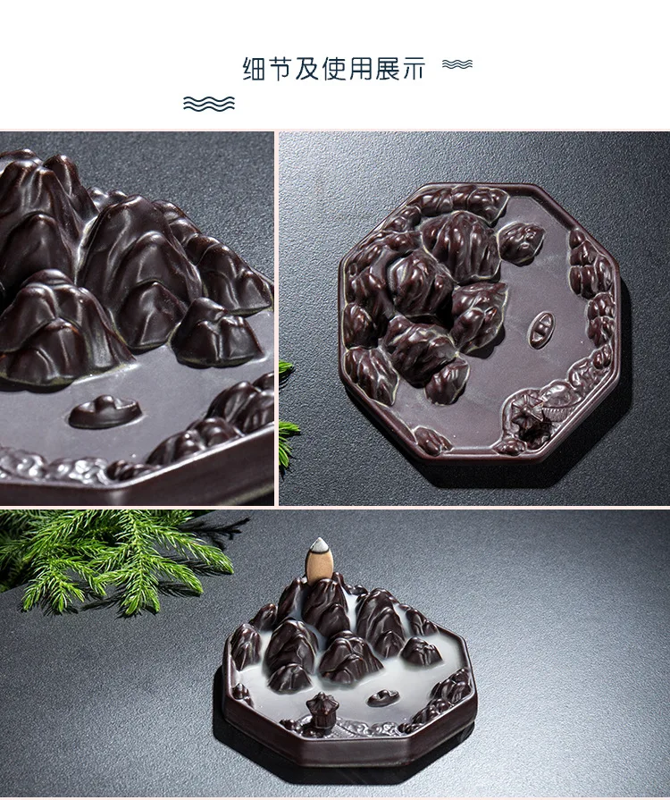 Керамическая горелка для благовоний с драконом для дыма, как вода, потоковая вниз, художественное ремесло, благовония, конусная печь, домашний декор+ 5 конусов