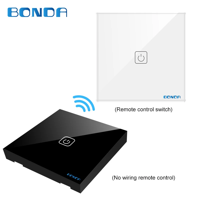 BONDA EU/UC умный дом сенсорный выключатель индукционного типа нетканый провод случайно прикреплен к панели из закаленного стекла через - Цвет: white and black 1