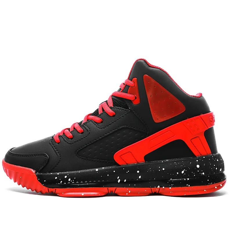 HUMTTO Мужская Спортивная обувь мужские Нескользящие баскетбольные кроссовки Jordan ретро кроссовки амортизирующие мужские большие размеры 37-45 спортивная обувь для мужчин - Цвет: black and red