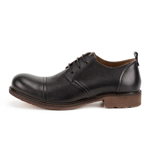 Новое поступление; Мужская обувь из натуральной кожи с круглым носком на шнуровке; мужская обувь ручной работы на плоской подошве в британском стиле; повседневная обувь, увеличивающая рост; KUD181 - Цвет: Черный