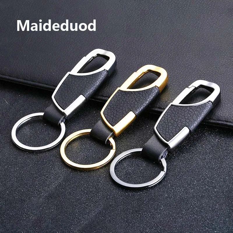 

Maideduod Brand Key Wallets Fashion Metallic Key Chain Luxury Genuine Leather Double Ring Holder Men Car Key Gifts