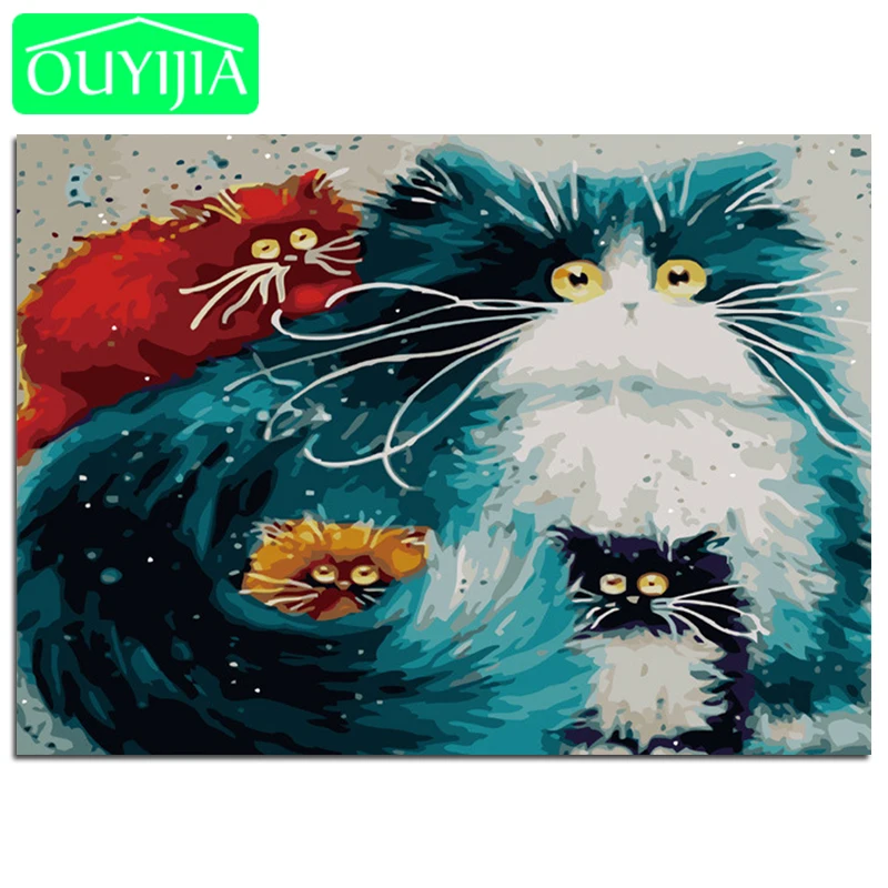OUYIJIA домашние кошки Diy картина по номерам цифровая маслом Современная Настенная