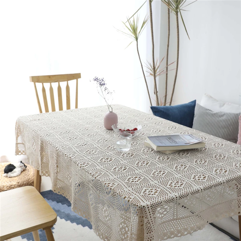 Handmade Knit Lace Table Cloth Cotton Macrame Wedding Tablecloth For