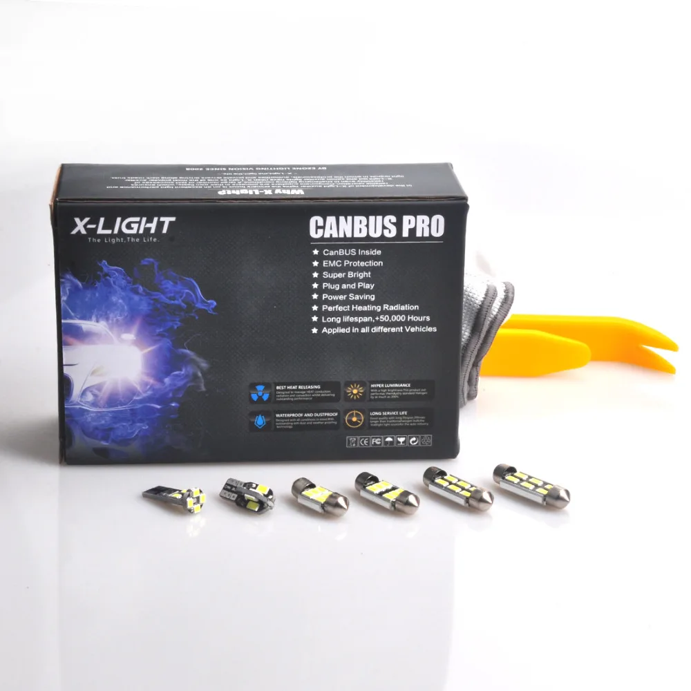 12pcs Error Free Xenon White Premium Full font b Interior b font LED Map Light Kit