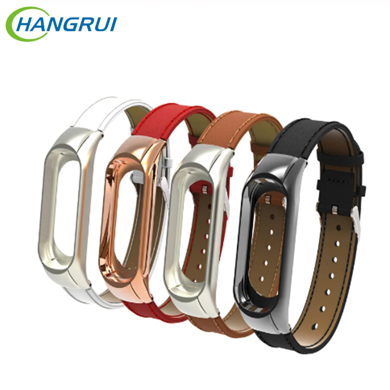 Браслет Hangrui Mi Band 4 из натуральной кожи для фитнес трекера Xiaomi 3 цветные браслеты
