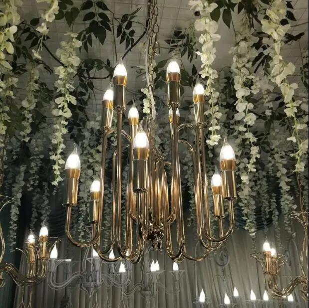 

European-style double crystal chandelier with 12 iron gilded ceiling decoration for the wedding decoration props