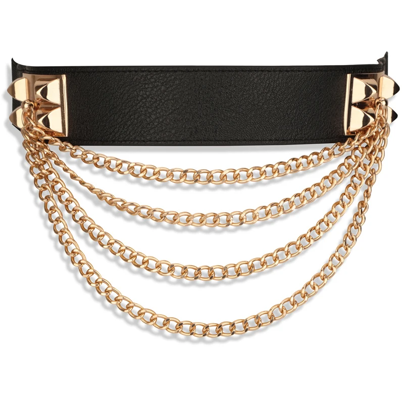 

New Waistband Womens Elastic waist Stretch Belts Metal belt Corset Waist Belts Waistband Metal four chain Apparel Accessories