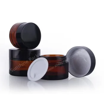 

Special Price 2pcs 20ml cream jars 20g amber glass jars skin care cream bottles cosmetic containers for travel packing