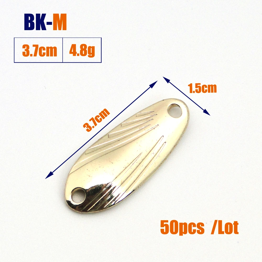 Tomic 50 шт. 2,9 г 4,8 г Неокрашенная приманка для рыбалки, микро литье, сделай сам, форель, щука, пустая металлическая ложка с золотым покрытием, твердая Спиннербейт - Цвет: 4.8g--50pcs