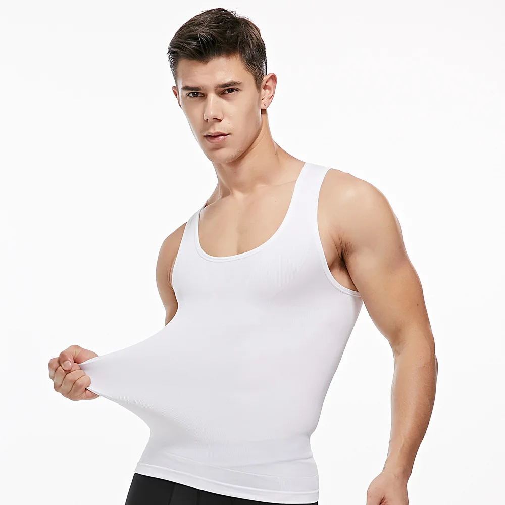 Men Slimming Body Shaper Posture Corrector Vests Abdomen Compression Shirts Tops