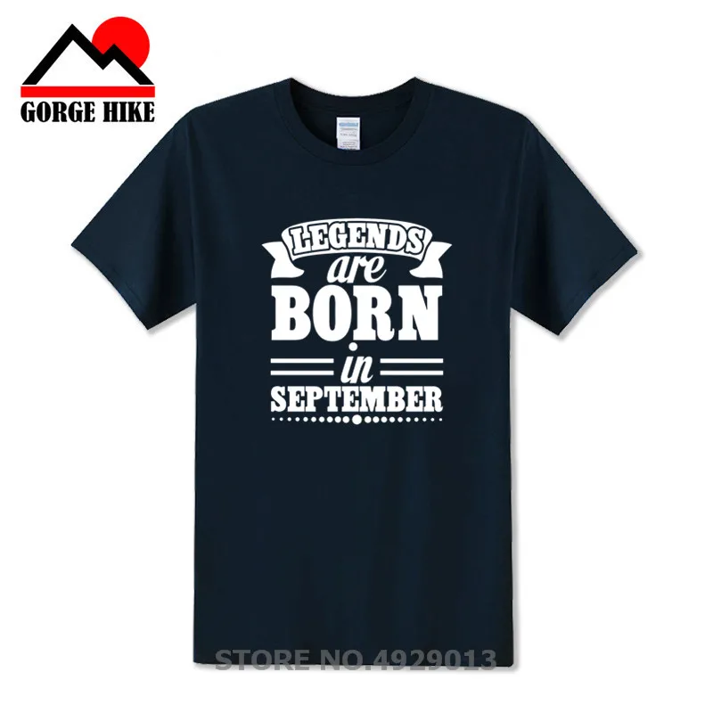 Мужская Уличная футболка LEGENDS ARE BORN IN SEPTEMBER хлопковая в подарок на день рождения