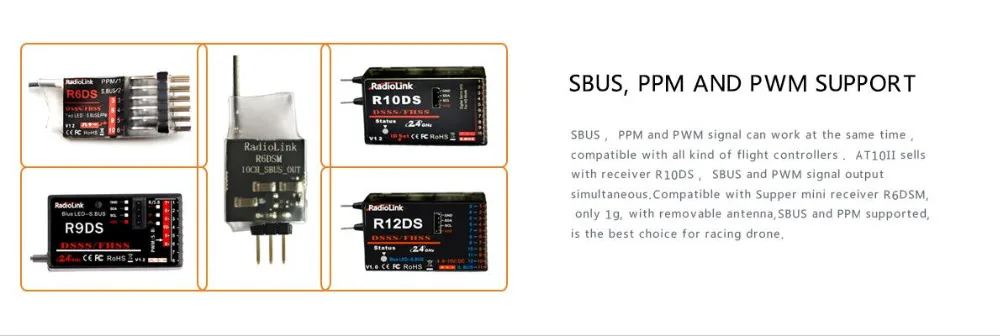 RadioLink AT10 II 2,4 Ghz 10CH RC передатчик с R12DS приемником PRM-01 модуль возврата напряжения для RC вертолета квадрокоптера