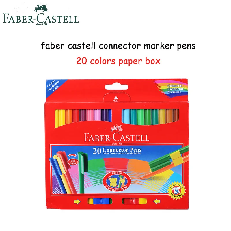 Faber Castell разъем маркер для детская клипса на Цветной картина эскизная ручка 10/20 Вт, 30 Вт/40/60/80 Цвета Aquarell маркер - Цвет: 20 colors paper box