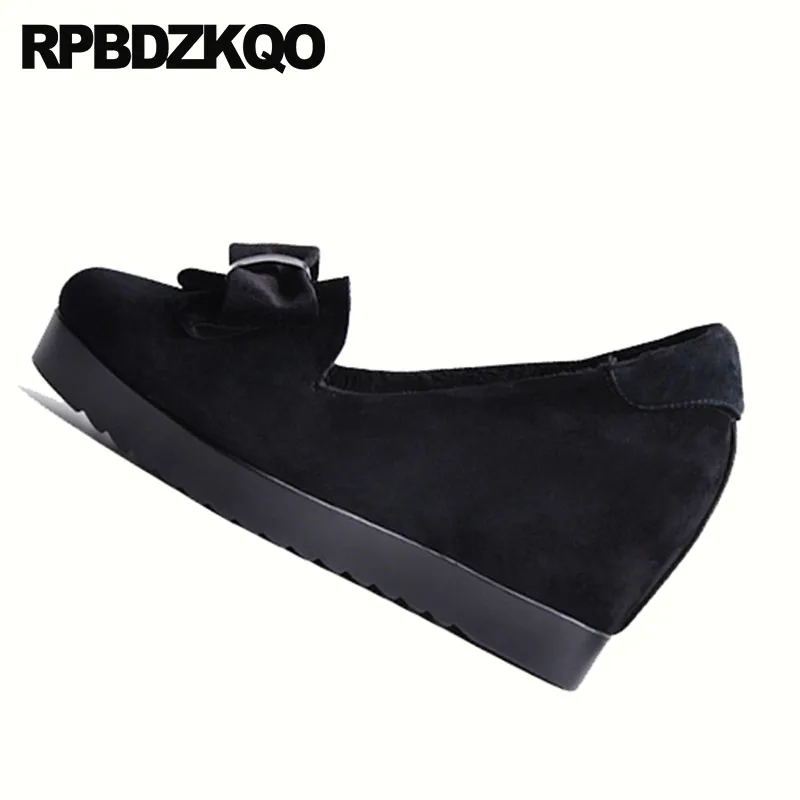 33 Fur Élégant Dames vin Rouge Bout Pouces En Compensées Lined Office Hauts 34 Qualité Noir Cachée Cuir Noir 3 Rond black Arc Suede Chaussures Taille Pompes Talons 4 Véritable 4PwUf7