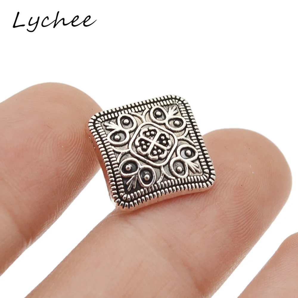 Lychee 10 шт. Геометрическая Квадратная Металлическая пуговица с хвостовиком для