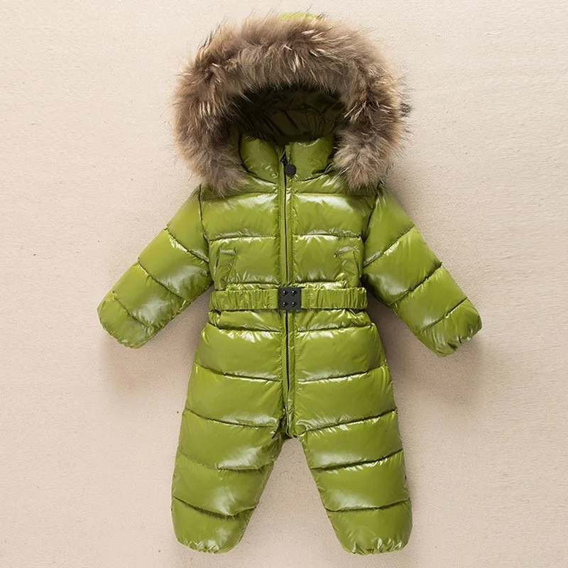 Зимнее пальто до-30 градусов комбинезон, детская одежда для малышей плотная зимняя одежда для маленьких мальчиков и девочек пуховик Детское пальто, водонепроницаемая парка - Цвет: Army Green