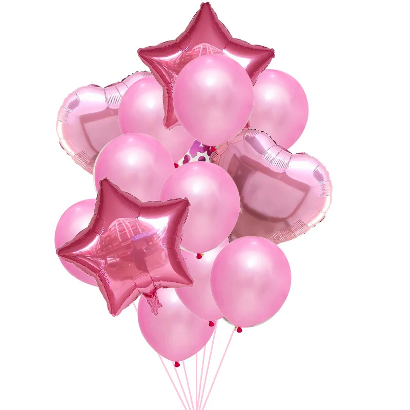14 шт./лот розовые конфетти шары латексные воздушные шары с металлическим отливом воздушный шар на день рождения Свадебная вечеринка украшения звезда гелиевый воздух Globos детская игрушка - Цвет: 14pcs