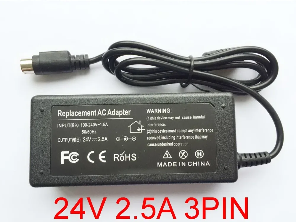 

1PCS 24V 2.5A 3PIN 60W AC Adapter Power Supply Charger For NCR RealPOS 7197 POS Thermal Receipt Printer For EPSON PS180 PS179