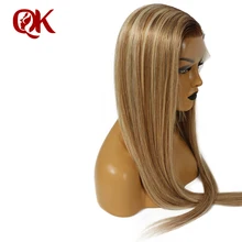 QueenKing hair Full Lace Wig 150% Density Lemi Color T4/27/613 Ombre Color Wigs Silky Straight 100% Brazilian Human Remy Hair