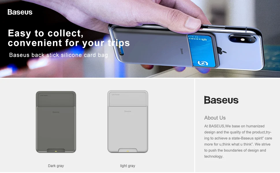 Baseus back stick silicone card sticker for iPhone X Xs Samsung Xiaomi