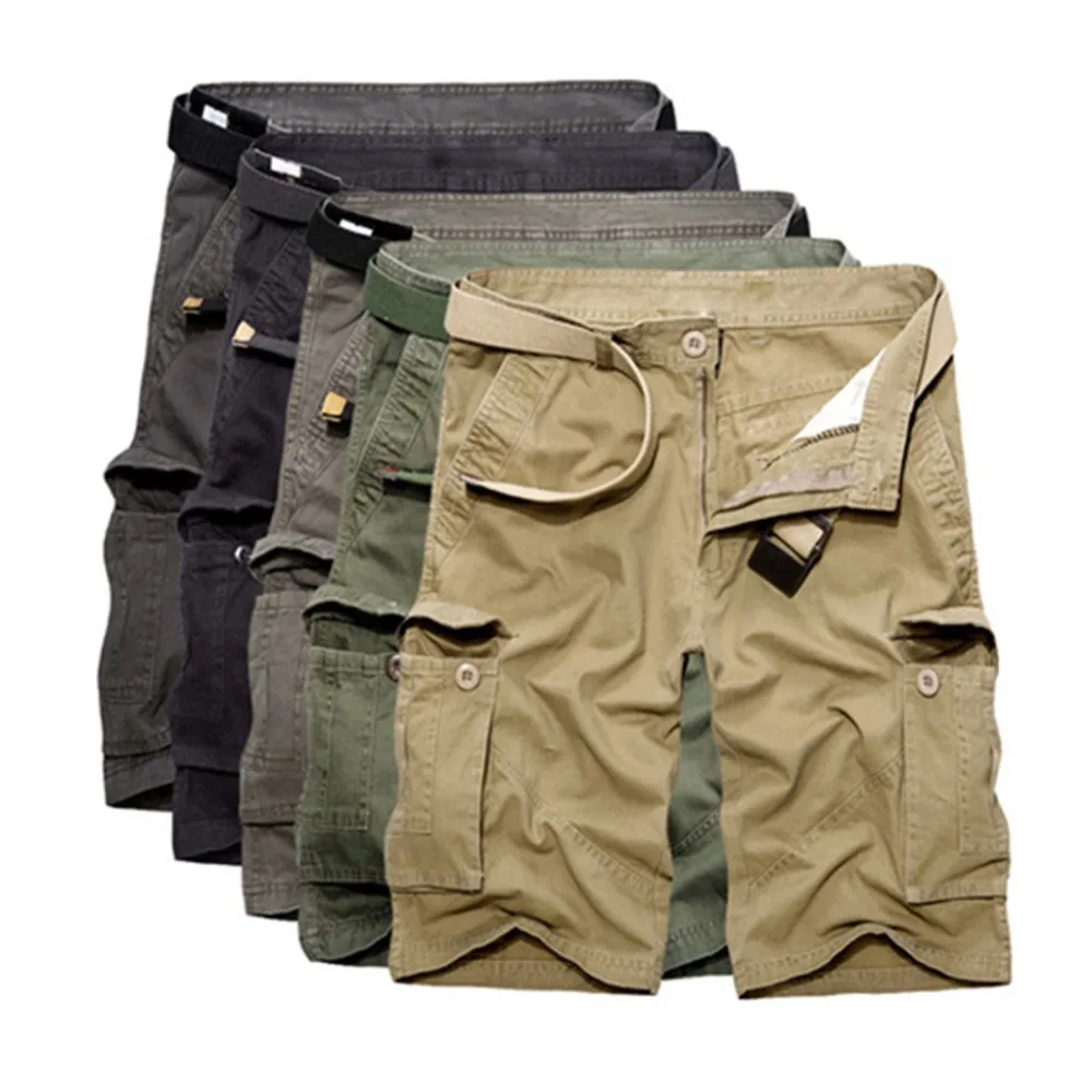 Мужские штаны карго с множеством карманов хлопковые шорты в повседневном стиле до колена шорты милитари мужские свободные армейские тактические шорты Homme летние спортивные штаны