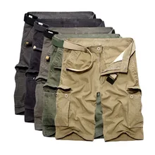Мужские штаны карго с множеством карманов хлопковые шорты в повседневном стиле до колена шорты милитари мужские свободные армейские тактические шорты Homme летние спортивные штаны