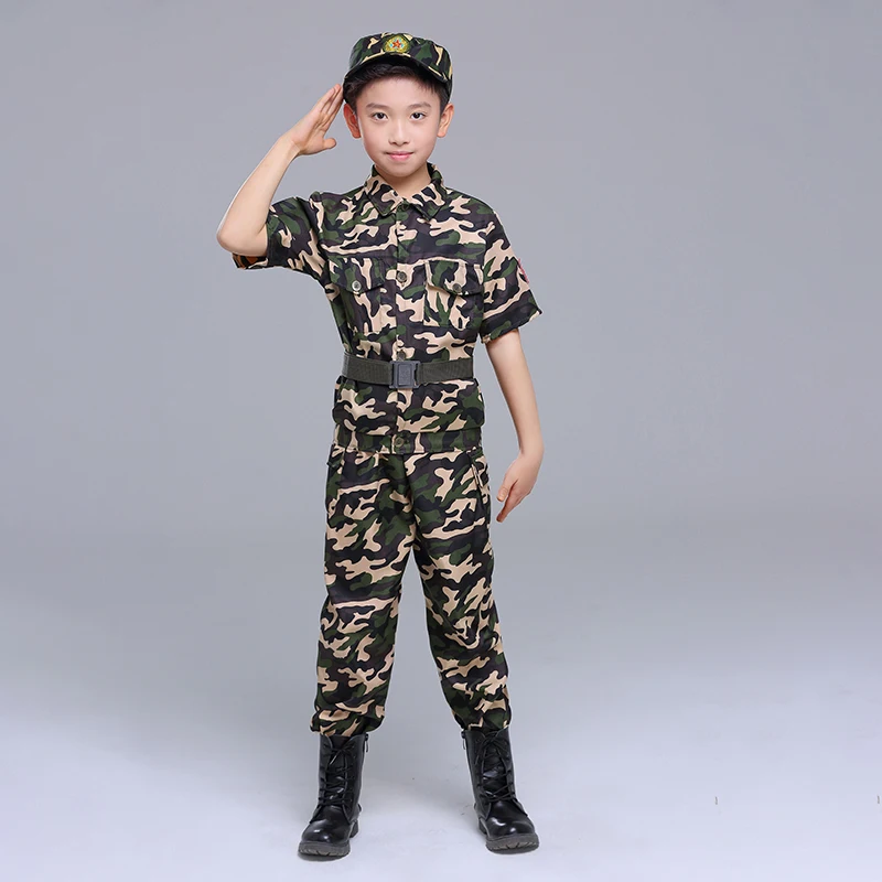 Halloween Costumes for Kids Baby Girl Boy Military Army Suit Uniform Performan Clothing Camouflage Tactical Men Soldier School