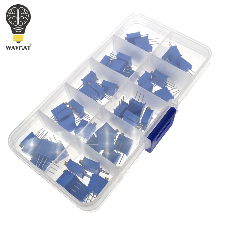 

McIgIcM 50Pcs/Lot 3296W Multiturn Trimmer Potentiometer Kit High Precision 3296 Variable Resistor 500K 1K 2K 5K 10K 20K 50K 100K
