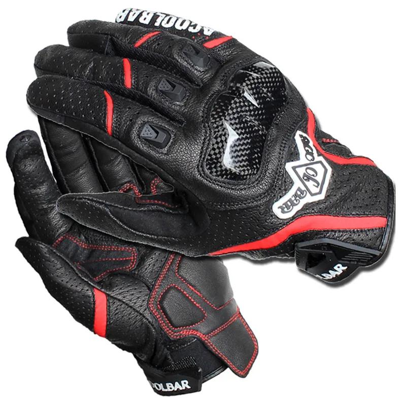 Brand Genuine Leather Carbon Fiber Breathable Motorcycle Glove Motocross off road Racing Protective Glove Outdoor Cycling