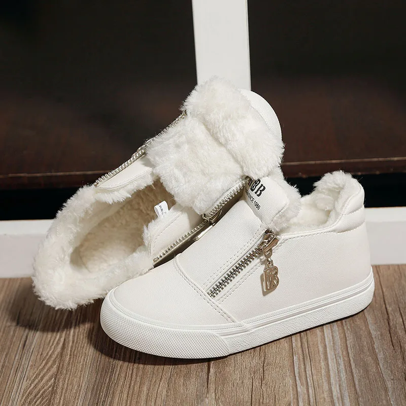 

children snow boots fur winter girls women flat Thicken Shoes For baby Kids child snow brand fashion boots
