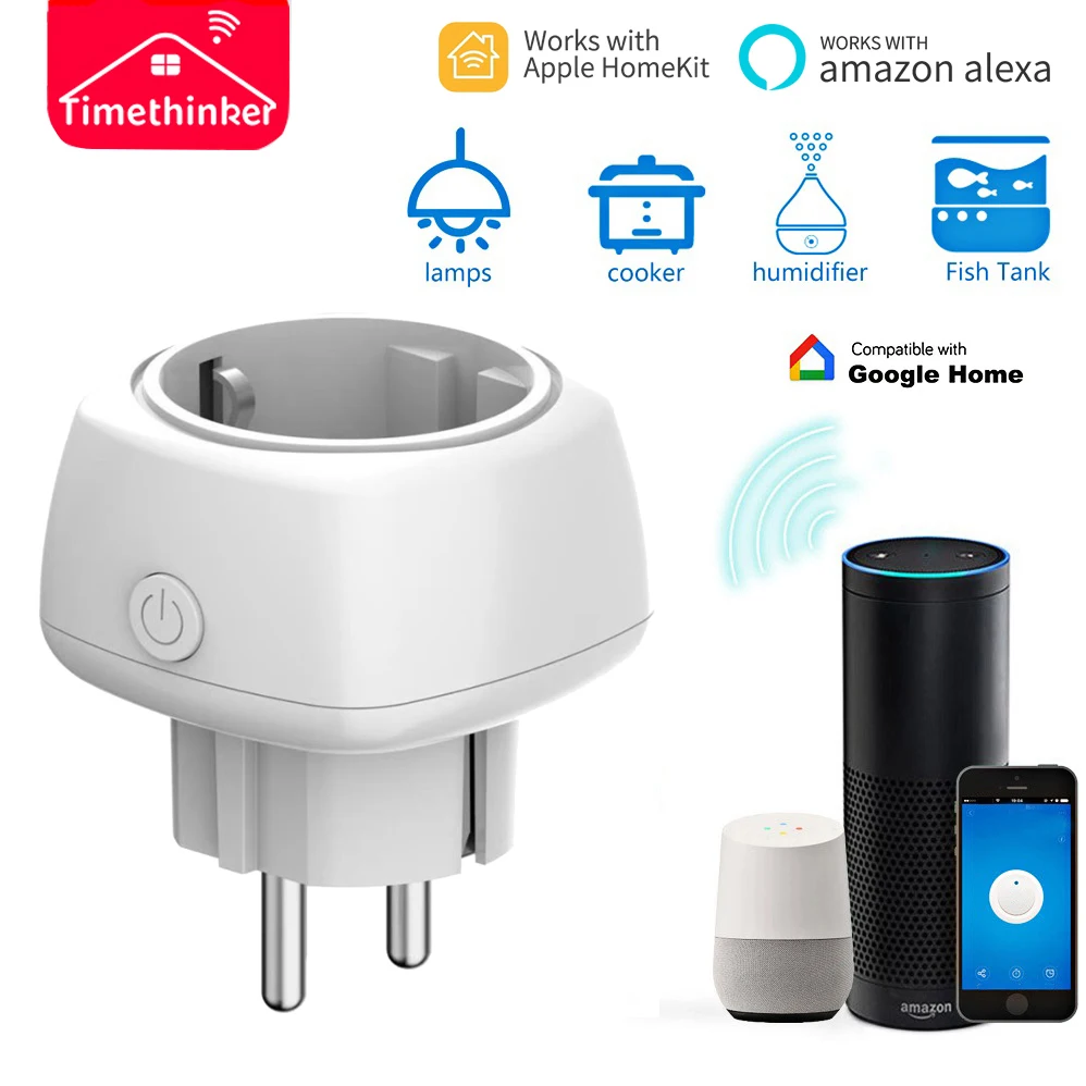 

Timethinker WiFi Smart Socket Power Plug EU Adapter for Apple Homekit Alexa Google Home Voice Remote Control Russian Federation