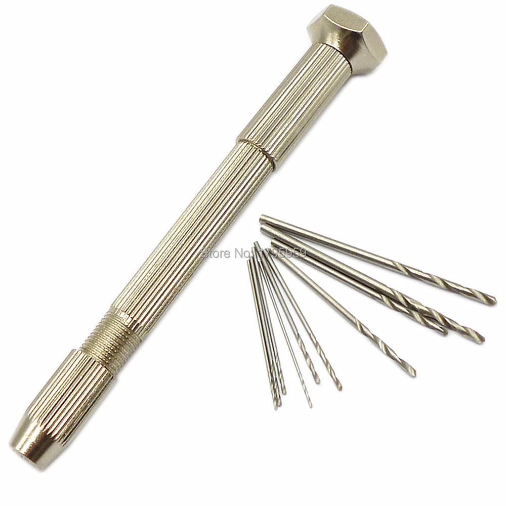 

Mini Pin Vise Swivel Head Manual Hand Twist Drill W/2 Chuck Capacity Range 0.1mm-3.2mm + 10pcs HSS Mirco Twist Drill Bit 0.6-2mm