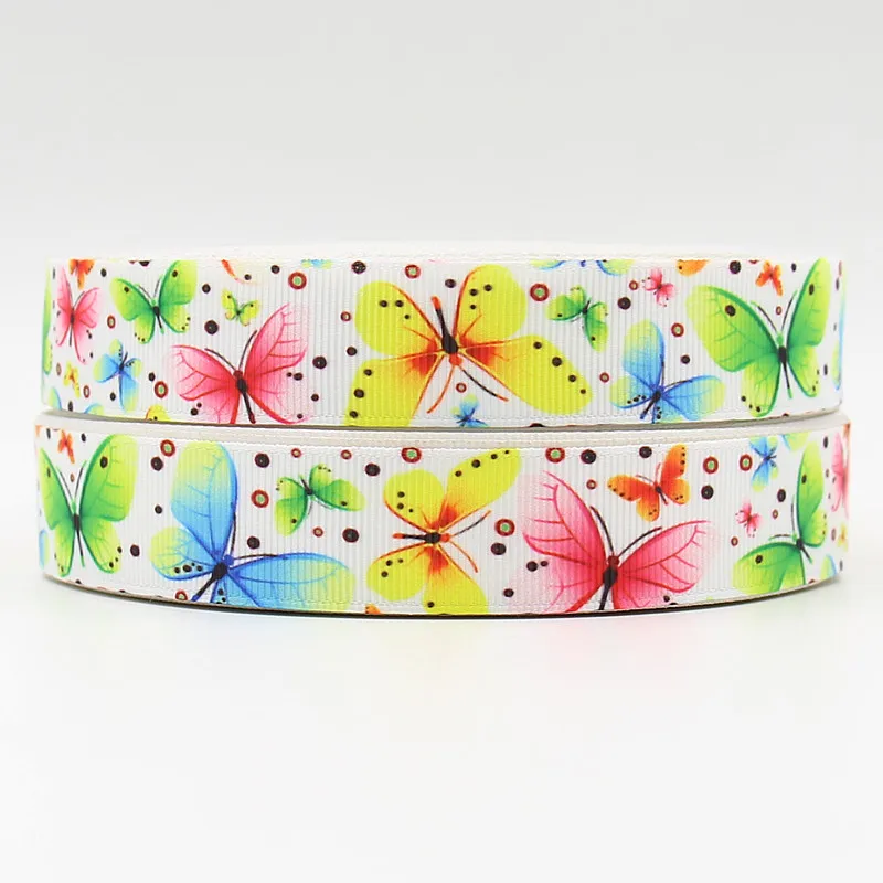 

wm 10 yards lot 7/8inch 22mm 160331026 butterfly design printed grosgrain ribbon